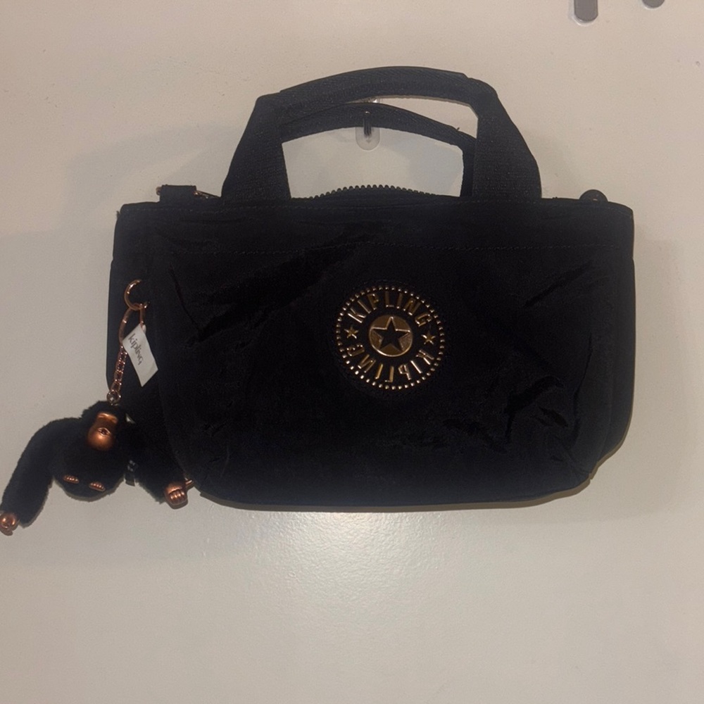 Kipling Black lunch Bag with Signature Monkey Charm